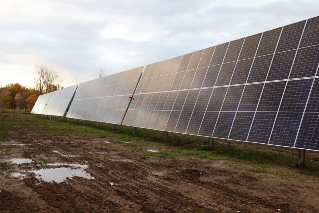 Utility-Scale Solar Panel Array at Dusk - Sun-Pull